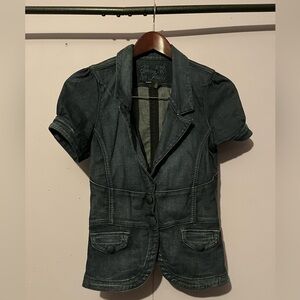 Guess Short Sleeve Denim Mini Cropped Jacket/Blazer